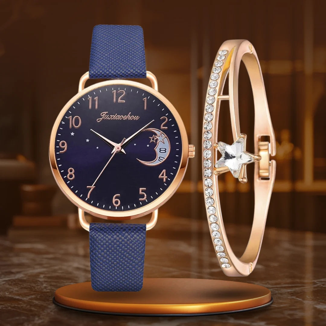Sæt med ur med månetal og armbånd