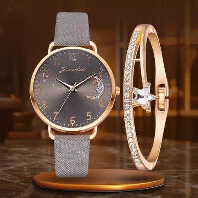Sæt med ur med månetal og armbånd