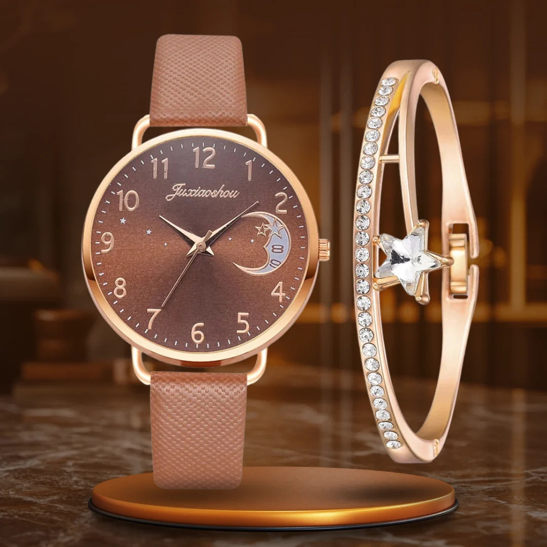 Sæt med ur med månetal og armbånd