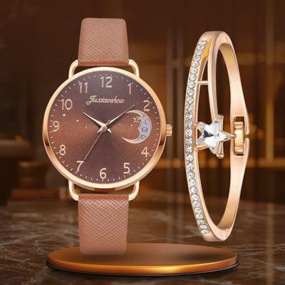 Sæt med ur med månetal og armbånd