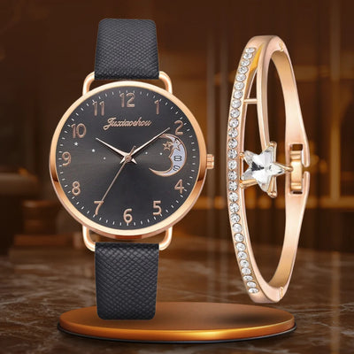 Sæt med ur med månetal og armbånd