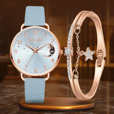 Sæt med ur med månetal og armbånd