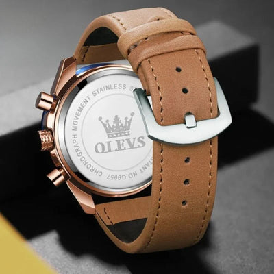Klassisk Læder Quartz Ur